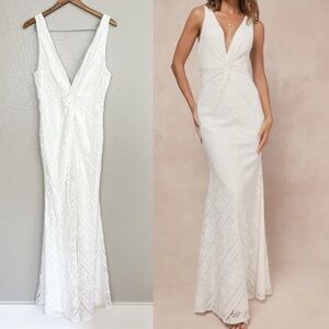 NWOT Adoring Attachment White Lace Twist-Front Sleeveless Maxi Dress